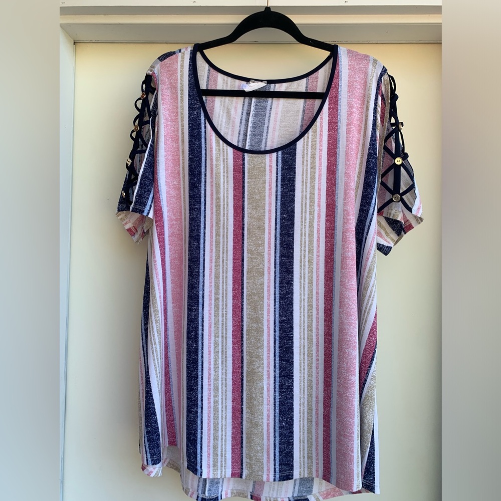 Women’s Top Blouse Striped 2X